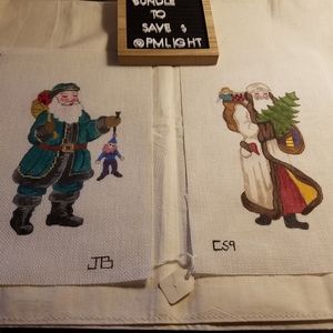 Set of 2 Stamped Cross Stitch Santa Claus 5x7